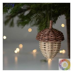 Adorno Colgante Decorativo de Rattan en Forma de Bolota, Hecho a Mano, Accesorio de Mimbre para Decoración Navideña, Guirnaldas, Coronas y Chimeneas - Product Image 3