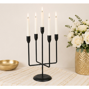 Wholesale <b>Black</b> Metal <b>Candelabra</b> 5-Arm Taper Candle Holder Stand for Modern Wedding Centerpiece and Hotel Tabletop Home Decor - Product Image 6