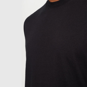 T-shirt noir uni pour homme, design personnalisé, manches courtes, pull-over, tissu jersey surdimensionné, poids 240 grammes - Product Image 3