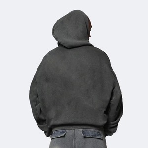 Sweat à capuche en molleton marron clair délavé effet soleil, finition délavée ton sur ton, coupe décontractée, court, épaules tombantes, pour l'automne - Product Image 2