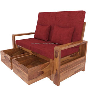 Cómodo sofá de madera con cojines para un espacio acogedor en la sala de estar y uso escolar para relajarse - Product Image 2