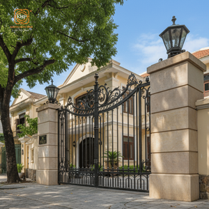 Portails de garage modernes et simples en fer forgé, design CAD personnalisé KHP, pour villa, avec porte coulissante, fabrication au Vietnam. - Product Image 2