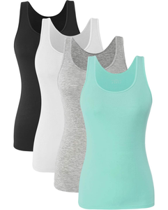 Camiseta sin mangas para mujer, chaleco elástico de algodón, suave y transpirable, top informal de verano, camiseta sin mangas acanalada de ajuste ceñido - Product Image 1