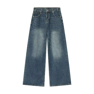 Jeans al por mayor para hombre: estilo urbano, hip hop, con dobladillo sin rematar, holgados, descoloridos por el sol, de corte recto, tallas grandes y de pierna ancha. - Product Image 5