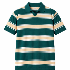Camiseta Polo a Rayas para Hombre, Mezcla de Algodón, Ropa Casual de Manga Corta, Alta Calidad, Excedente de Exportación - Product Image 1
