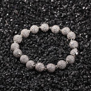Pulsera de Moissanita Chapada en Oro con Cuentas de Diamantes para Mujer, Lujosa Pulsera de Tenis con Bolas Redondas y Efecto Iced Out - Product Image 3