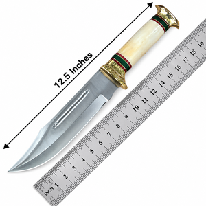 Hunting Knife Stainless Steel Serrated Edge Leather Sheath for Outdoor Camping & Hiking <b>Survival</b> <b>Kit</b> hand made Bowie J2 steel - Product Image 6
