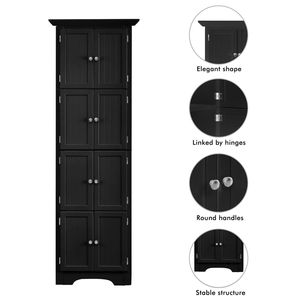 Modern Black <b>Tall</b> <b>Storage</b> Cabinet with 4 Shelves and Doors for Living Room Kitchen Office Bedroom Bathroom - Product Image 5
