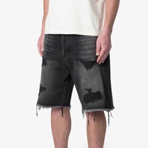 Shorts en jean décontractés pour hommes, coupe droite, coton, multi-poches, confortables, prix abordable - Product Image 1