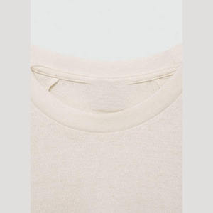 T-shirt à manches courtes col rond surdimensionné pour homme, couleur unie, jersey de coton, coupe décontractée, beige - Product Image 5
