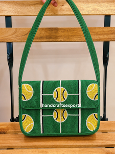 Sac à bandoulière de luxe fait main professionnel portable pour court de tennis, avec perles, rabat magnétique, logo personnalisé, écologique - Product Image 1