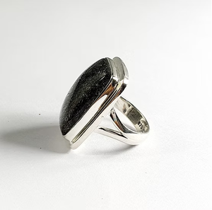 Bague Bohème en Argent Sterling 925 avec Rutile Noir Naturel pour Homme – Large et Massif, Idéale au Quotidien - Product Image 4