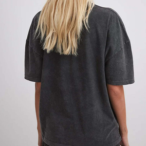 Oversized Women's Acid Wash 100% Cotton Short Sleeve O-Neck Solid Color Streetwear Anti-UV Casual T-Shirt - Product Image 6