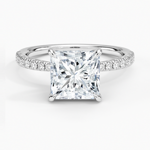 BOJ 14K White Gold Plated Princess Cut Moissanite 2ct D Color VVS1 Clarity 36 Side Stone Prong Set <b>Solitaire</b> Engagement <b>Ring</b> GRA - Product Image 1