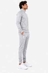 Conjunto Deportivo Gris para Hombre, Chaqueta Deportiva con Cierre Completo y Pantalones Jogger, Logotipo Personalizado, Ropa Deportiva para Gimnasio - Product Image 1