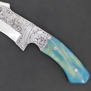 Cuchillo de Hoja Fija de Acero D2 Personalizado, Grabado a Mano, Punta Caída, para Supervivencia al Aire Libre, Caza y Desollado, con Funda - Product Image 4