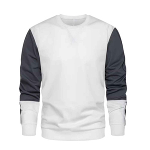 Sudadera TIAGO SPORTS para Hombre, Cuello Redondo, Bloques de Color, Manga Larga, Beige Gris Oscuro, Sudaderas con y sin Capucha para Hombre - Product Image 3