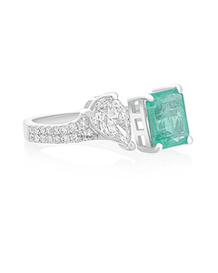 <b>Emerald</b> Cut Green Pear Moissanite Diamond Toi Et Moi <b>Ring</b> 10K 14K 18K Gold 925 935 <b>Silver</b> Fine Jewelry - Product Image 4