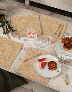 Nouveaux sets de table en rotin japonais pour restaurants, artisanat fait main, napperons fantaisie, dessous de verre pliables en raphia et rotin - Product Image 6