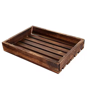 Nouvel Arrivage Plateau Décoratif Rectangulaire en Bois Motif Abstrait Moderne Lames Horizontales Multifonctionnelles Fait Main Lot de 2 - Product Image 2