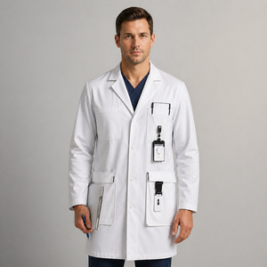 Bata de Laboratorio Médica para Hombre, Tela de Poliéster y Algodón, Uniforme de Doctor y Enfermero, Corte Regular, Ropa de Trabajo Resistente - Product Image 1