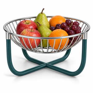 Panier à fruits classique moderne en métal avec poignées élégantes et design en fil métallique ouvert pour la cuisine, la table à manger, le comptoir et la décoration intérieure - Product Image 5