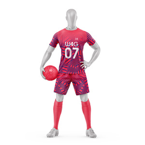 Conjunto de Camiseta y Pantalones Cortos de Fútbol para Hombre, 100% Poliéster, con Impresión por Transferencia de Calor Personalizada, Logotipo Frontal, Tejido Transpirable de Secado Rápido, Personalizado para Equipos - Product Image 5