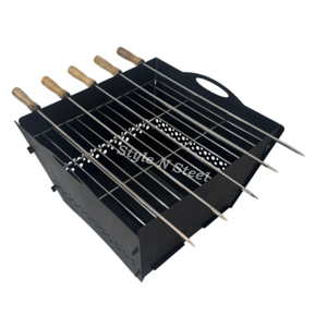 Barbecue portable d'extérieur, foyer en fer avec peinture résistante à la chaleur, design autoportant, fonctionne au charbon/au bois - Product Image 2