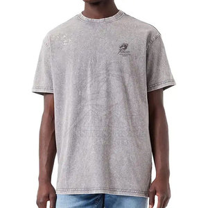 Vêtements de mode de haute qualité, tissu doux, confortable, look usé, t-shirts pour hommes effet délavé pour un style urbain quotidien. - Product Image 3