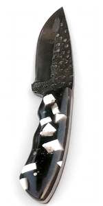 Custom Handmade Forged Fixed Blade Outdoor Camping Utility Knife with Mosaic Inlay <b>Resin</b> Handle - Product Image 4
