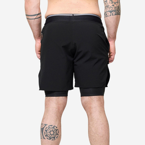 High Quality Mens Double Shorts for Running Lightweight Inner Support <b>Layer</b> Spandex/Polyester Material Drawstring Closure - Product Image 5