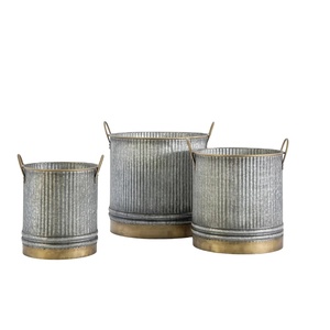 DECORHAAT Meilleure Qualité Galvanisé Métal Intérieur Jardin Décor Vintage Style Usine Directe Planteur Pot Ensemble Maison Sol Plantes - Product Image 6