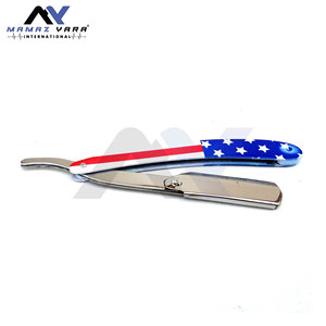 Barber Razors Premium Stainless Steel Blade Flag Paper-Coated Handle Straight Edge Manual Shaver <b>Men</b> Salon Barber Razors Oem Odm - Product Image 4