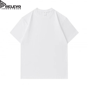 T-shirt en jersey tricoté imprimé décontracté à manches courtes et col rond pour homme Relevo Industries, 100 % coton blanc, coupe classique, 240 g - Product Image 1