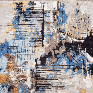Tapis d'intérieur sur mesure en laine et soie noué à la main - Tapis moderne abstrait à poils ras pour intérieurs haut de gamme - Product Image 2