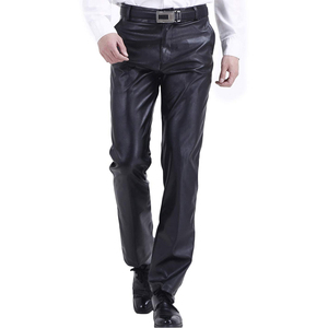 Pantalon en cuir pour homme, coupe slim, en similicuir PU durable, style streetwear décontracté, avec taille confortable et design moderne - Product Image 1