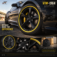 Jantes forgées à cinq branches avec liseré jaune, 18-22 pouces, finition noir brillant avec liseré jaune, modèle VIW-196A pour BMW, Audi, Mercedes-Benz