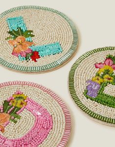 Beaded Cocktail Glass Coaster Round Handmade Drink <b>Mat</b> <b>Bar</b> Table Decor - Product Image 3