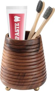 Custom Design <b>Wooden</b> <b>Toothbrush</b> <b>Holder</b> Bamboo Wood Bathroom Storage Organizer for Home Hotel Washroom - Product Image 6