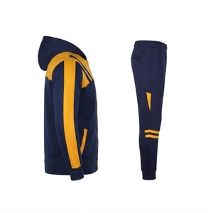 Adult Unisex Washed Hooded Casual Lightweight <b>Tracksuit</b> Blue <b>Yellow</b> Color Long Sleeve Slim Fit Fleece Sports Jogging Running - Product Image 5