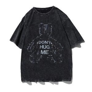 เสื้อยืดโอเวอร์ไซส์ลายกางเขนสไตล์โกธิคสำหรับผู้ชาย แขนสั้น คอกลม ผ้าคอตตอนเจอร์ซีย์ฟอกทรงพอดีตัว - Product Image 5