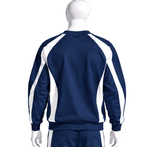 <b>Navy</b> Blue Crew Neck Athletic Sweatshirt <b>Men</b> Long Sleeve Contrast Side Panel Pullover Casual Training Sportswear Custom Wholesale - Product Image 2