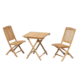 Juego de Mesa y Sillas Plegables de Madera para Exteriores, Diseño Rústico para Patio y Balcón - Product Image 1
