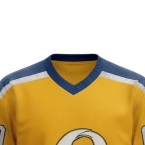 Conjunto de Camiseta y Pantalones Cortos de Hockey sobre Hielo Sublimados en Amarillo para Hombre, Cuello en V, Poliéster, Uniforme Deportivo Estampado, Ropa de Equipo para Entrenamiento y Partidos - Product Image 5