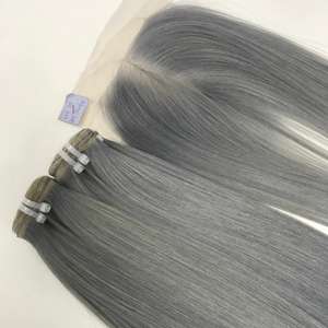 Bone Straight Raw Donor Hair Gris Tono claro Color Precio al por mayor de fábrica Extensiones de cabello humano vietnamita - Product Image 5