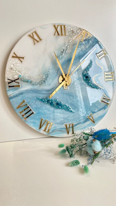 Round Crystal Resin Epoxy Decorative <b>Clock</b> Handmade Wooden <b>Silent</b> Wall <b>Clock</b> for Premium Home Decoration - Product Image 5