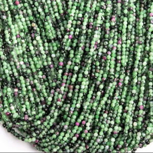 Cuentas de piedras preciosas de zoisita de rubí natural genuino, cuentas sueltas redondas facetadas verdes y rojas para hacer joyas, pulseras y manualidades. - Product Image 6
