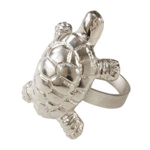 Anillo para Servilletas con Forma de Tortuga Plateada, Anillos Decorativos de Aluminio Fundido, Decoración de Mesa para Fiestas de Halloween y Pascua, Porta Servilletas, Ideas de Regalo - Product Image 1