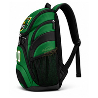 Sac à dos de sport Mashadi IMPEX personnalisé avec nom et numéro, motif dessin animé, vert et noir, en polyester, avec poche latérale