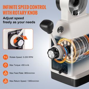 Macchina Fresatrice da Tavolo 120V con Alimentazione Elettrica, Coppia 450 lb, Velocità di Rotazione Regolabile 0-200 RPM, Asse Z per Tavolo con Coppia 450 lb - Product Image 3